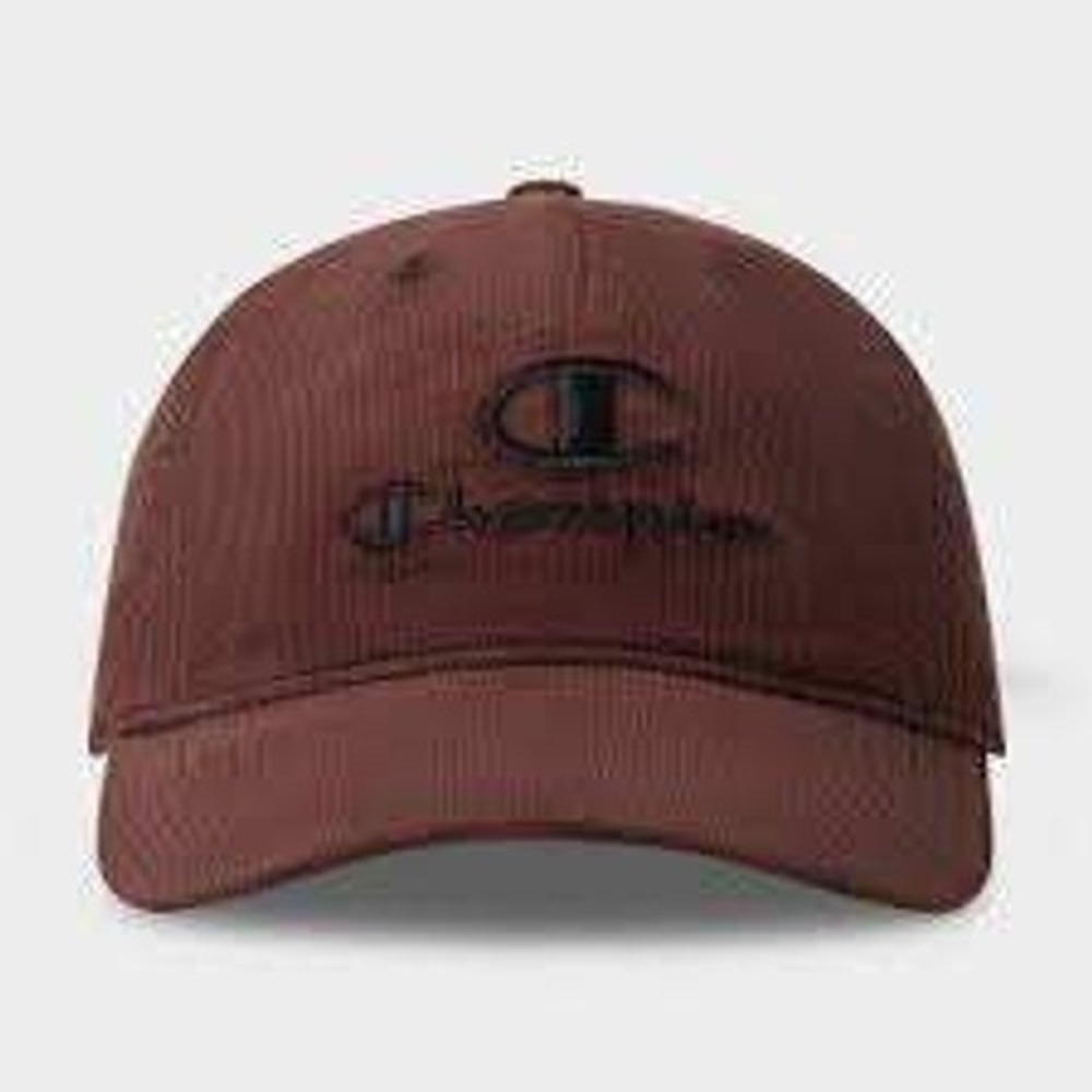 Champion Corduroy Baseball Cap Hat Burgundy Maroon Embroidered Logo Adjustable